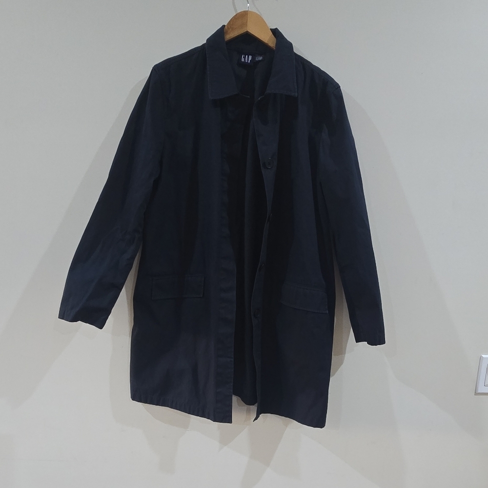 Gap Woman's Navy Mid-Length Button Overcoat XL Casual